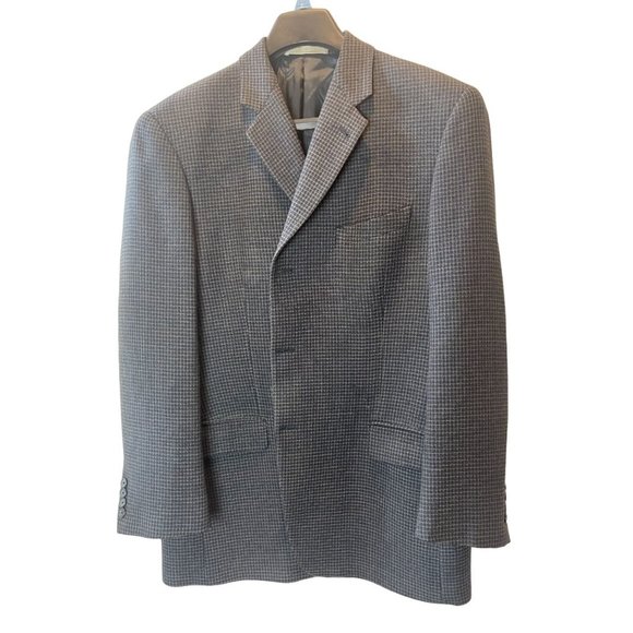 Joseph Abboud Mens 100% Wool Suit Blazer Coat Long Sleeve Check Gray Size 44R - Picture 1 of 7